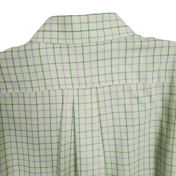 LL Bean Mens Sz L Shirt Wrinkle Resistant Button Down Collar Cotton Plaid Green - Picture 7 of 7
